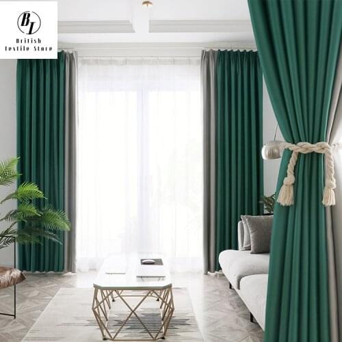 Mulberry Silk Solid Color Splicing Curtains for Living Dining Room Bedroom Sunshade Fabric Manufacturers Blackout Curtains