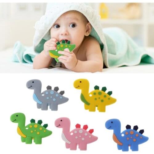 Hot Sale Dinosaur Baby Teethers Pendant Necklace Accessory BPA Free Silicone Chew Toys JUL17-A