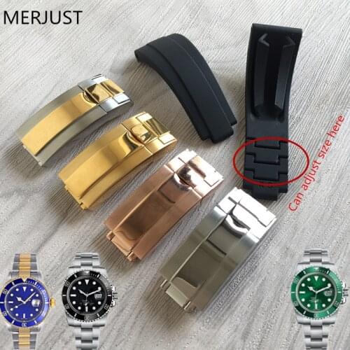 20mm nature Rubber Silicone Watch band Buckle Watchband for Rol strap Daytona Submariner DEEPSEA GMT SEAMARSTER OYSTERFLEX