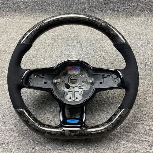 Cuatomized Forged Carbon Fiber Sports Steering Wheel Alcantara Leather Compatible for Volkswagen Golf GTI 2018-2020