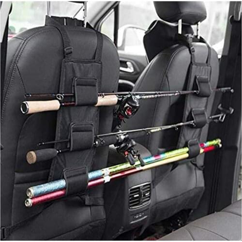 Car Seat Fishing Rod Rack Set Car Fishing Rod Rack Velcro Strap Adjustable Car Fishing Rod Rack Car Fixing Belt