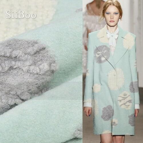 American style light blue camel with cartoon jacquard cashmere wool fabric for coat dress winter woolen coat SP3855 Free ship