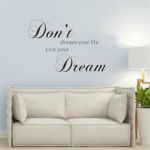 Inspirational Quote Don't Dream Your Life Live Your Dream Wall Sticker Decal For Living Room Home Decor Vinyl ov575