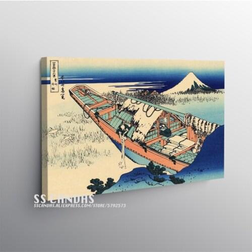 Japanese Ukiyo-e vintage Style Wooden Frame Canvas Painting Decor Wall Art Home Living Room Framed Decoration Prints Poster