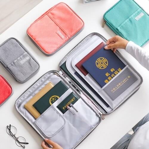 Womens Mens Travel Passport Cover Multifunction Documents Bag Zip Wallet Card Holder Business Protective Pouch Accessories