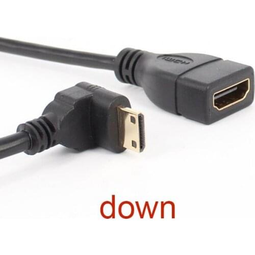 Gold v1.4 90Degree down Angled Mini HDMI-compatible Male to HDMI-compatible Adapter Female Cable NEW