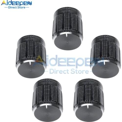 10Pcs/lot 6MM Knurled Shaft Black Aluminum Alloy Potentiometer Knob Rotary Switch 15mmx17mm Potentiometer Control Knobs Switch