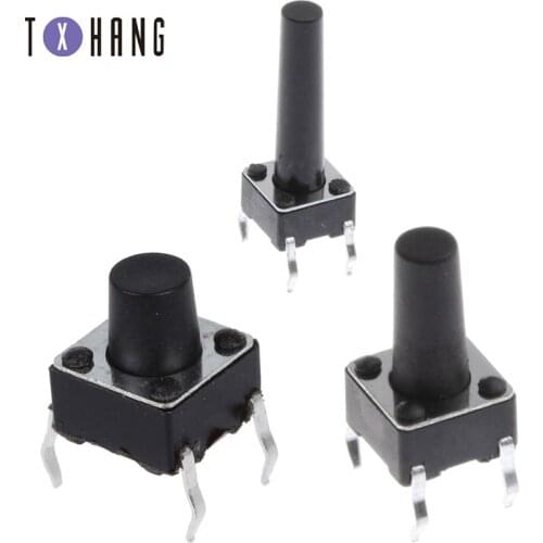 100PCS 4Pin 6*6 Micro Tact Push Button Switches DIP 6x6x4.3/5/6/8/10/12/13/14/15 MM 4.3mm 5mm 6mm 8mm 10mm 12mm 13mm 14mm 15mm