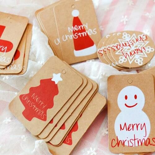 100pcs DIY Christmas Paper Merry Christmas Pendants Ornaments for Home Xmas Tree Ornaments Kids Gifts Decorations 2020