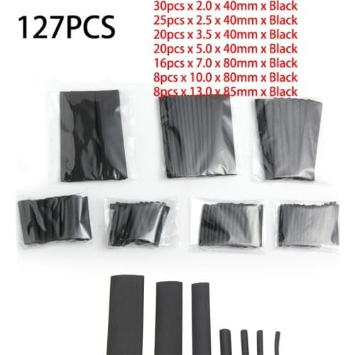 127 Pcs Heat Shrink Sleeving Tube Tube Assortment Kit Electrical Connection Electrical Wire Wrap Cable Waterproof Shrinkage 2:1