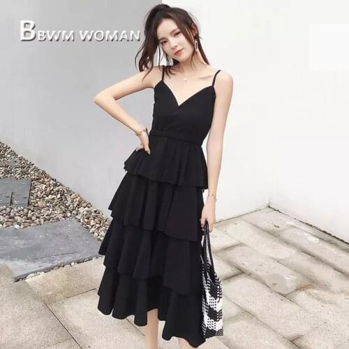 2019 Black And White Color Women Dress V Neck Refreshing Female Dresses