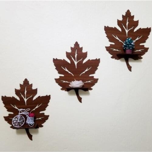 3 pcs Wooden Wall Ornament Sycamore Leaf Candle Holder Wall Decor Applique Table Object Stylish Design Home Office Living Room Living Room gift