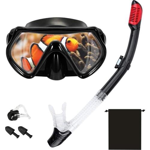 6pcs Underwater Snorkeling Set Silicone Diving Mask Snorkel Earplugs Nose Clip and Storage Bag Adult Full Dry Mask Diving Goggle