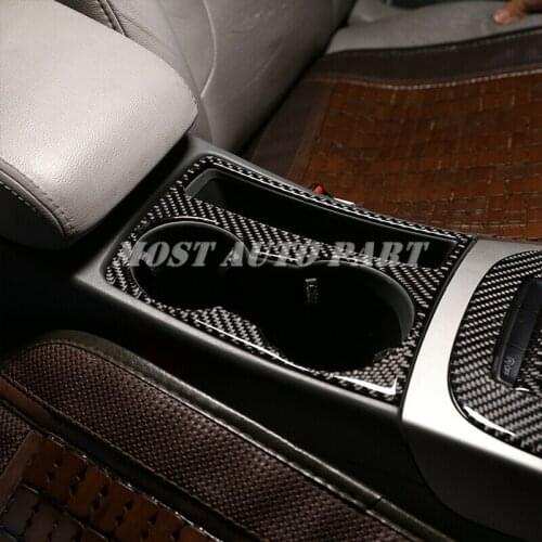 ABS Plastic Carbon Fiber Look Interior Center Console Cup Holder Frame Cover Trim For Audi A4 A5 2009-2016 1pcs LHD Car Trim
