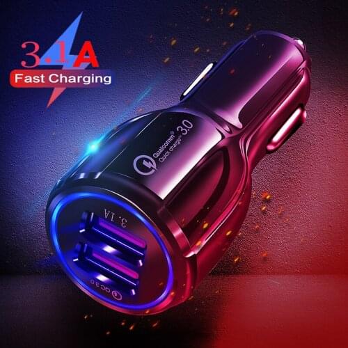 Dual USB Cigarette Lighter Car Phone Charger 30W Quick Charge Adapter For iPhone 12 11Pro Max 12Mini Xiaomi 11 10 Huawei P40 P30
