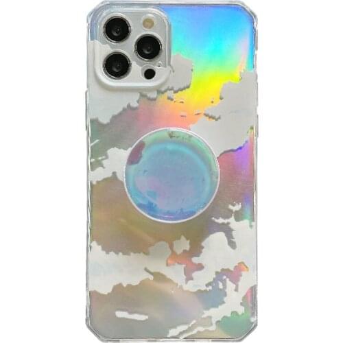 Ins Laser clouds bracket stand Phone Case for iphone 12 12Pro 11 11pro X Xs Max XR SE2020 7 8 Plus silicone cover