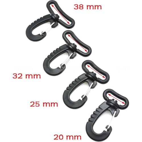 Black Color Plastic Swivel Snap Hook for Keychain Backpack Buckle Belt Strap Outdoor sports bag accessories