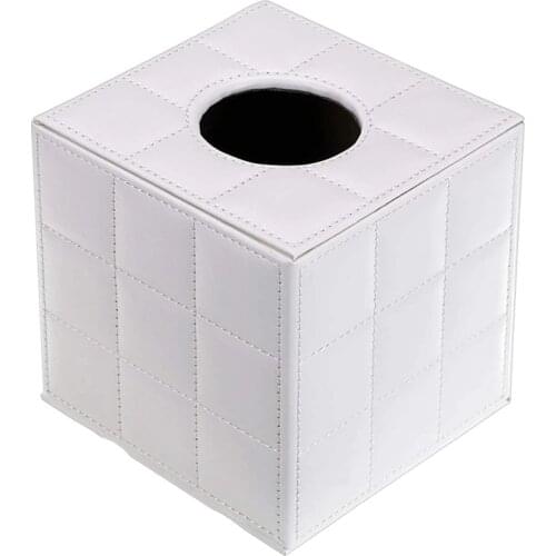 Pu Leather Tissue Box Holder Square Napkin Holder Pumping Paper Case Dispenser Facial Tissue Holder With Magnetic Bottom