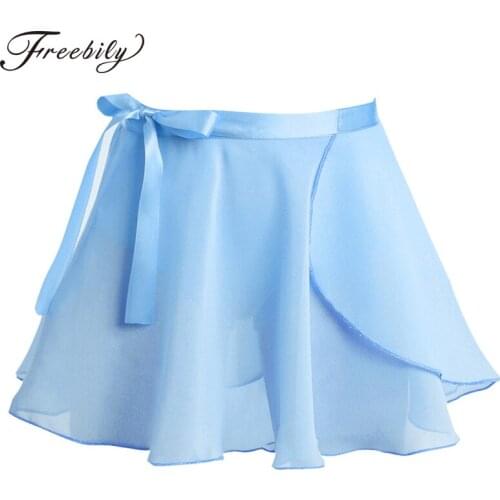 Kids Girls Ballet Skirt Wrap Sheer Chiffon Tie Skirts Children Leotards Skirt Ballet Practice Dance Wear