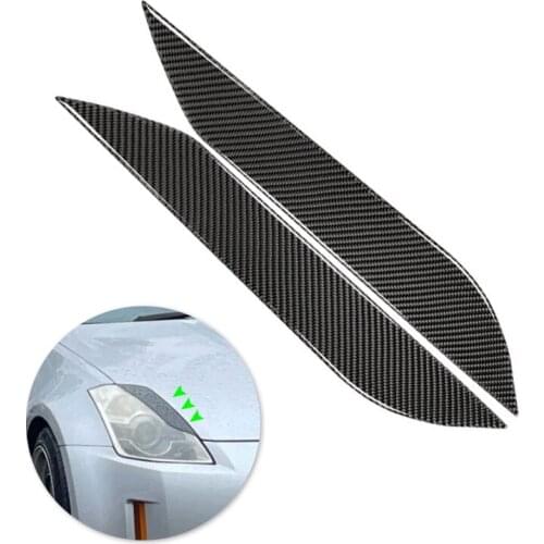 For Nissan 350Z Z33 Coupe 2-Door 2003 2004 2005 2006 2007 2008 Car Front Headlight Eyebrow Eyelids Carbon Fiber Cover Decor