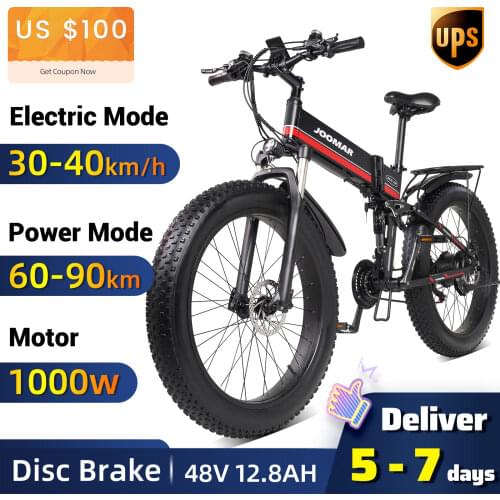 JOOMAR 1000W Electric Bike JM01 Plus 48V Motor for Men Folding Ebike High Quality Aluminum Alloy Fat Tire MTB Snow Bike Ebicycle