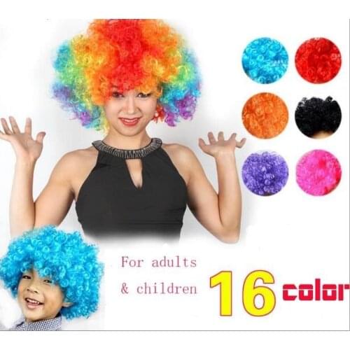 Clown Fans Carnival Wig Disco cap hat Funny Fancy Dress Stage Do Fun Joker Adult Child Costume Afro Curly Hair Wig party pro