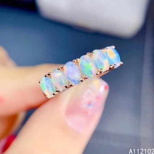 KJJEAXCMY fine jewelry 925 sterling silver inlaid natural opal Girls popular Chinese style simple gem ring support test