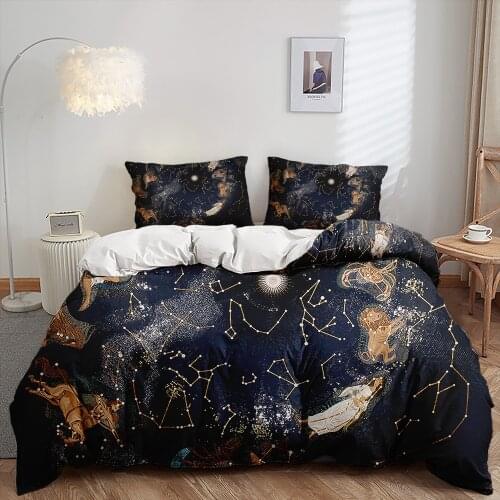 3D Print Constellation Starry Sky Beding Set Custom Fashion Pillowcase Duvet Cover Modern Home Bedroom Decor Queen King Single
