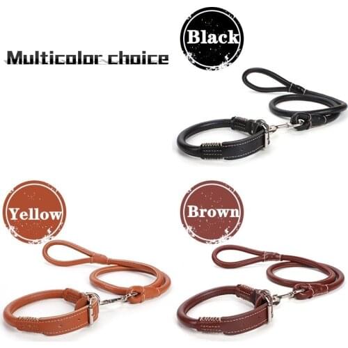 Pet Collar Traction Rope Set Collar Dog Leash Pet Dog Supplies Large and Medium-sized Dog Wearing Pu Leather Basic Leashes Solid