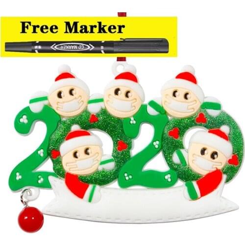 2020 Personalized Name Christmas Ornament Kit With Mask, 2020 Quarantine Survivor Family Christmas Decorating Kit Creative Gift