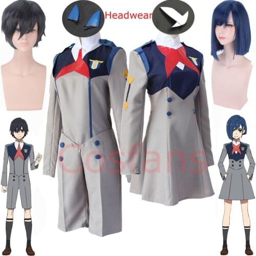 Anime DARLING in the FRANXX Cos HIRO ICHIGO Zero Two MIKU KOKORO School Uniform Cosplay Costume Set Halloween Outfit Accessories