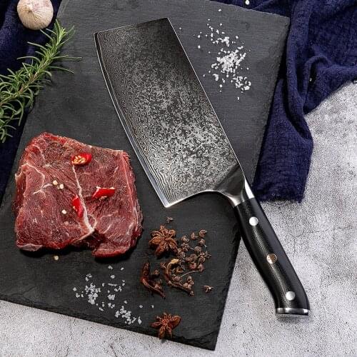 Kitchen Knife Damascus Stainless Steel Chinese Chopper Chef Knife Butcher Meat Chopping Cleaver Knife Vegetable Cutter
