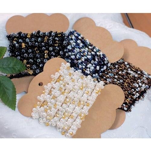 1CM Width Pearls Beaded Lace Trim Tape Fabric Ribbon Collar Dress Shirt Sewing Clothes Supplies Garment Handmade Materials DIY