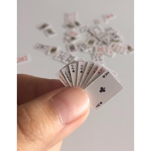 1:12 Funny Mini Poker Dollhouse Miniature Playing Cards game Model for BJD Kurhn Doll House Accessories Home Decoration