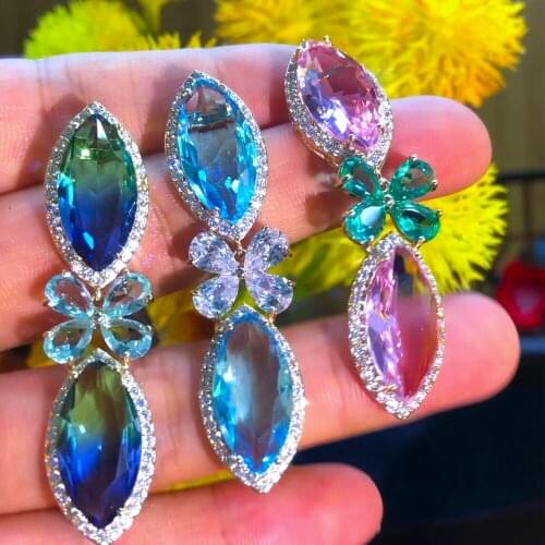 Trendy Geometric Clear Candy Cubic Zirconia Crystal Shiny Earring For Women Bridal Earring aretes de mujer modernos wholesale