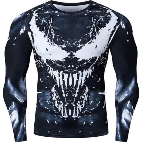 Men Compression T Shirt Fitness Tight Long Sleeve Sport tshirt Training Jogging Shirts Gym 3D Printed Cosplay Quick Dry rashgard