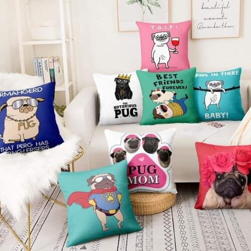 Pug Your Life Art Print Pillowcase Naughty Pug Dog Cushion Decorative Pillow Home Pillows Decoration For Sofa Throw Pillows 17