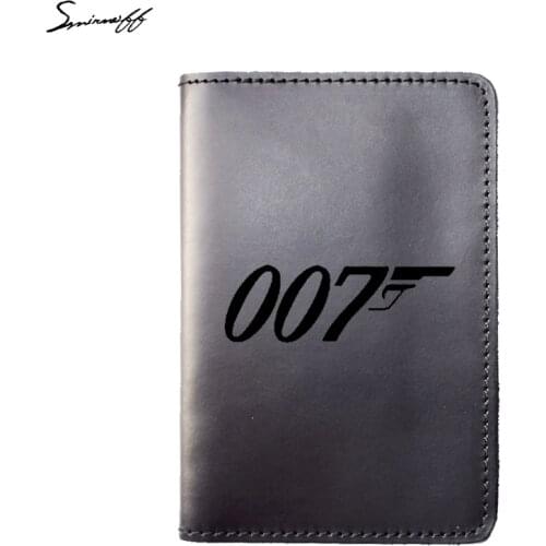 New Travel Accessories Card Holder Genuine Leather Passport Holder Engraved Movie Film James Bond 007 Passport Cover
