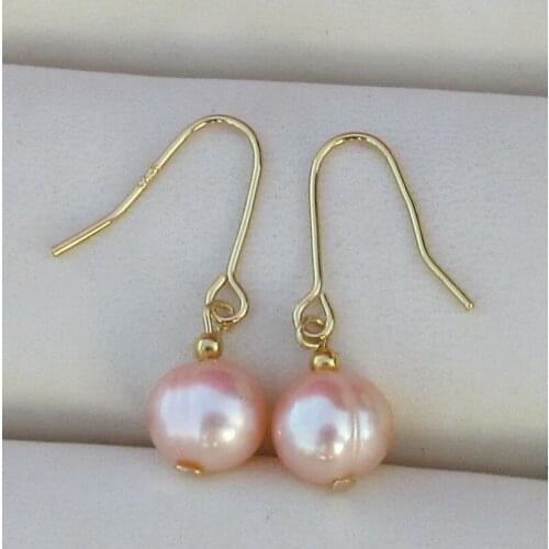 New AA Genuine south sea pink pearl earring 14k/20 hook