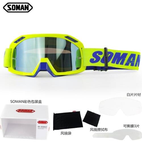 SOMAN SM15 Motorcycle Glasses Oculos Motocross MX Goggles With Tear Off Films Bike Gafas Dirt Bike Helmet Goggle Gozluk