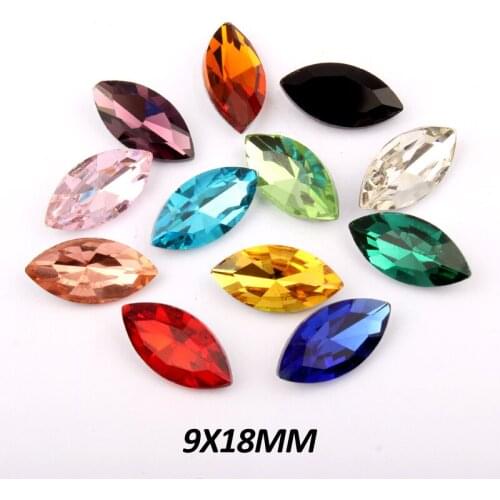 Limited Hot Sale Bags Garment Glass Crystals 9x18mm Horse Eye Pointback Rhinestone Optional 16 Colors 36pcs Free Shipping