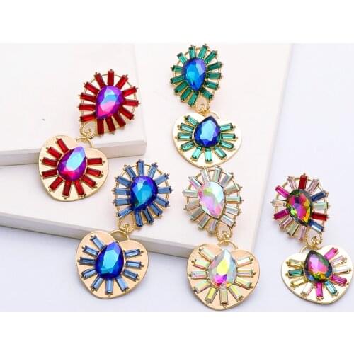 Wholesale New Big Earrings Za Women Colorful Crystal Cute Statement Drop Dangle Earrings Pendientes Jewelry Accessories Pendant