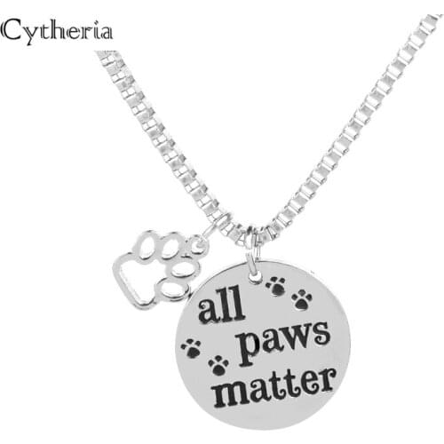 Cat Dog Lover Pet Paw Prints Necklaces Hollow letter All Paws Matter Word necklace Supply Box Chain Jewelry Gift For Mom mother