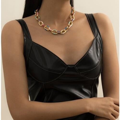 2021 New Color Painting Chunky Chain Necklace Women Chunky Cuban Link Necklace Women Jewelry Wholesale
