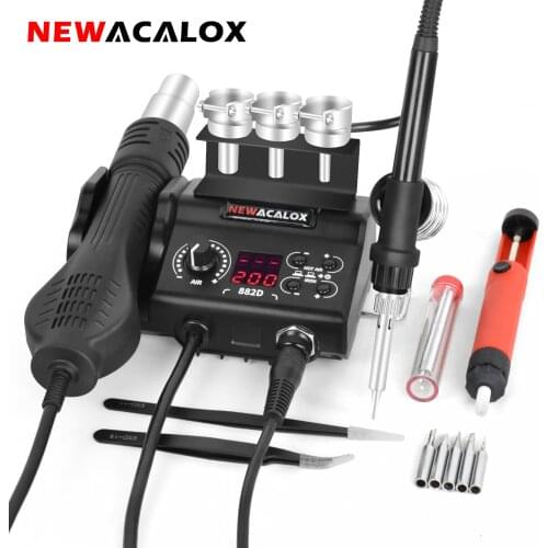 NEWACALOX 882D 2-in-1 Soldering Hot Air Rework Station Multifunctional Soldering Station for BGA SMD PCB IC Phone Repair Tool