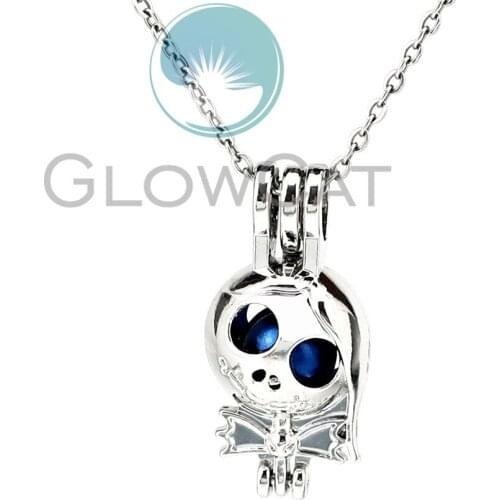 Christmas Gift Girl Doll Locket Pendant Beads Pearl Cage Perfume Diffuser Necklace