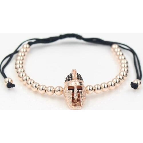 Ygd2 gold silver micro pave cz zircon cubic zirconia Bracelet adjusted nature stone bead Crown warrior Bangles