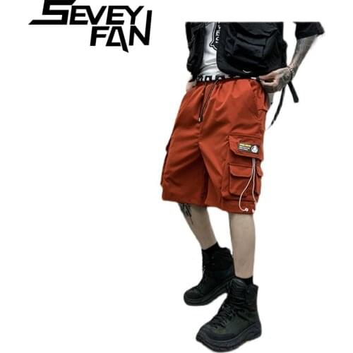 SEVEYFAN Mens Cargo Shorts Multi Pockets Hip Hop Fashion Street Loose Sports Shorts for Male