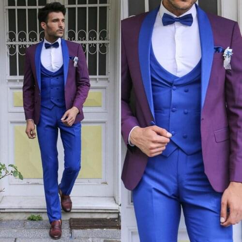 Slim Fit Wedding Tuxedos Two Buttons Notched Lapel Mens Prom Suit Custom Made Jacket and Pants for Groom Wear