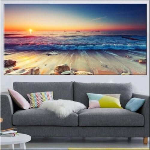 Modern Wall Art Sea Wave Beach Sunset Decorative Canvas Painting Posters And Prints Nature Seascape Pictures For Living Room